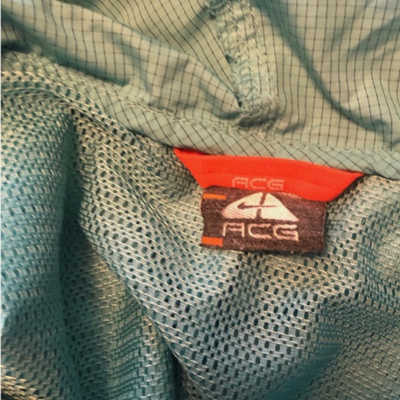 Nike ACG Aqua/Teal Mesh Lined Rip Stop Hooded Anorak/Rain Jacket Women's S - Picture 7 of 10